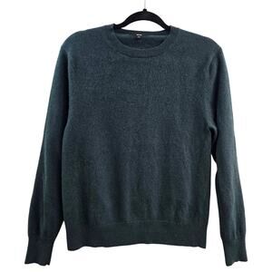 Women’s Cashmere Sweater Green Sz S Crew Neck Quiet Luxury Capsule Cozy Layering